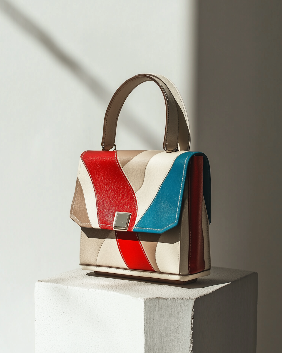 Structured handbag on pedestal