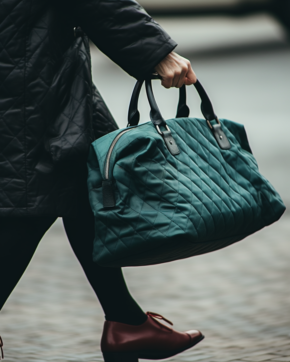 Teal quilted tote bag